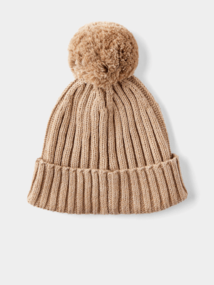 Cotton On Baby Beige Organic Knit Beanie