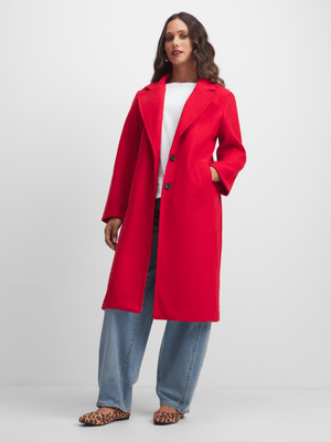 Women's Red Melton Coat