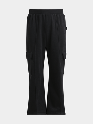 Older Girl's Black Wide Leg Utility Joggers