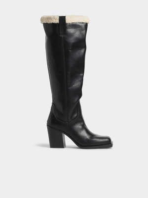 Women's Public Desire Black Vintage PU Boots