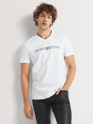 Fabiani Men's Plain White V Neck T-shirt