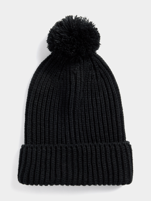 Jet Girls Black Pom Pom Beanie