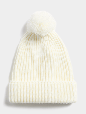Jet Girls Cream Pom Pom Beanie