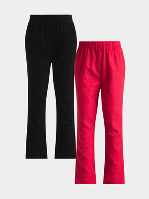 Jet Younger Boys Red/Black 2 Pack Pants