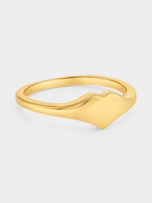 Gold Plated Sterling Silver Heart Signet Ring