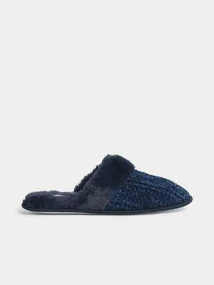 Jet Women's Navy Chenille Slippers