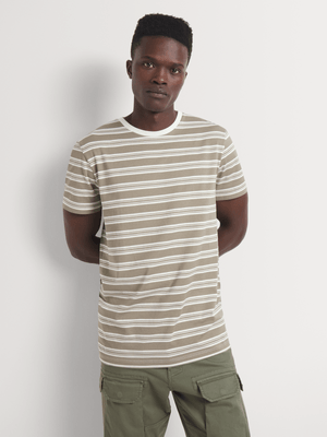 Men's Markham Horizontal Varigated Stripe Green/Milk T-Shirt