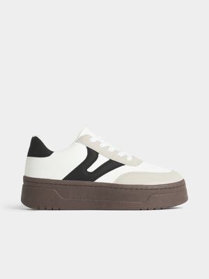 Jet Teen Girls White/Black Chunky Sneakers