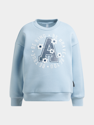 Younger Girl's Blue Graphic Print Sweat Top