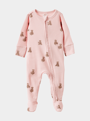 Cotton On Baby Pink Organic Pointelle Zip Romper