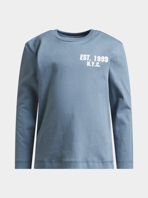 Older Boy's Blue Back Print T-Shirt