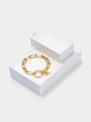 14ct Gold Plated Paperclip Chain Bracelet