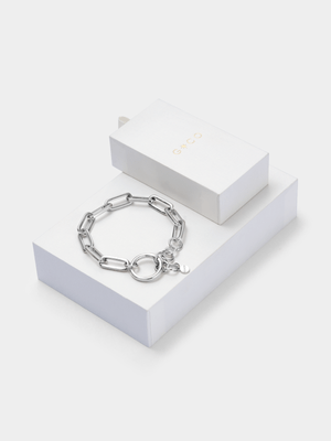 Rhodium Plated Paperclip Chain Bracelet