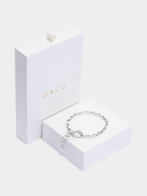 Rhodium Plated Box Chain Bracelet