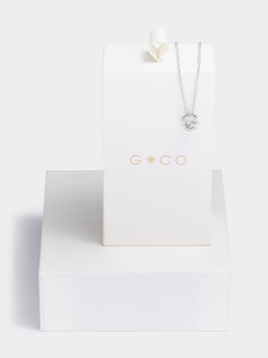 Rhodium Plated Cubic Zirconia Pavé Initial G Necklace