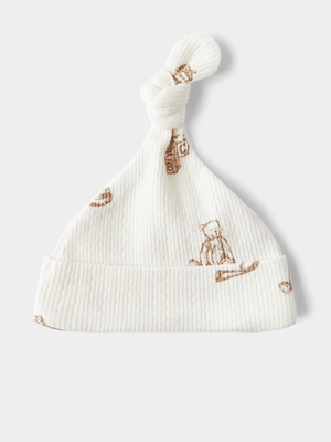 Cotton On Baby White Organic Pointelle Beanie