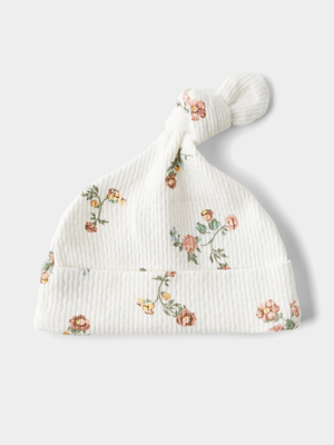 Cotton On Baby White Organic Pointelle Beanie