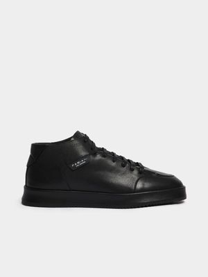 Fabiani Men's Black Leather Apron Toe High Top