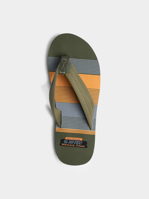 Men's hi-Tec Nautical Thong Green/Orange Flip Flops