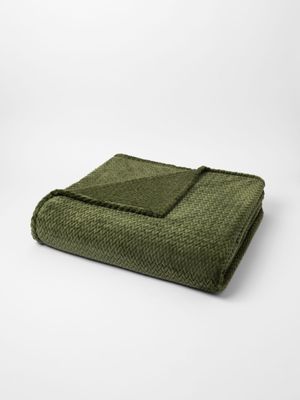 Plait Waffle Recycled Mink Throw Olive 200x220