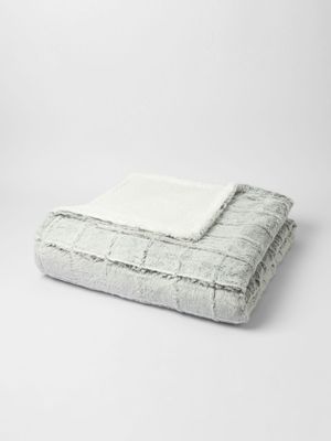 Grey Grid Sheepskin Blanket 150x200