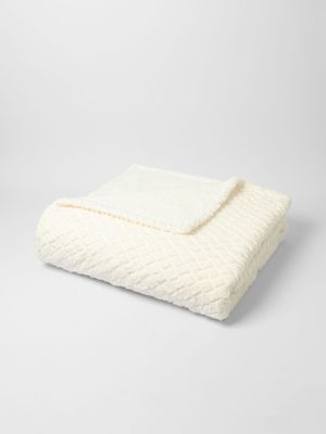 Diamond Sherpa Sheepskin Blanket Milk 150x200