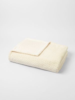 Plait Waffle Recycled Mink Throw Ivory 130x180