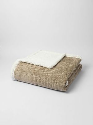 Chenille Knit Sheepskin Blanket Natural 140x200