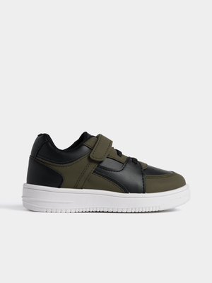 Jet Younger Boys Black/Khaki Court Sneakers