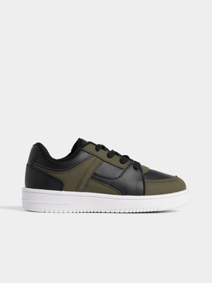 Jet Older Boys Khaki/Black Court Sneakers