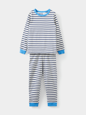 Cotton On Kids Cream & Navy Stripes Ace Long Sleeve Pyjama Set