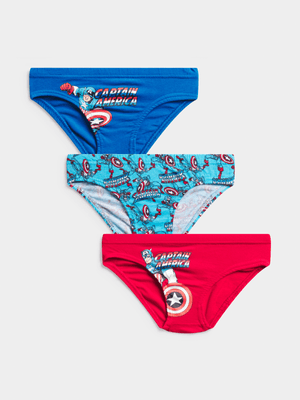 Jet Younger Boys Multicolour 3 Pack Captain America Briefs
