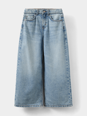 Cotton On Kids Girls Blue Super Wide Leg Denim Jeans