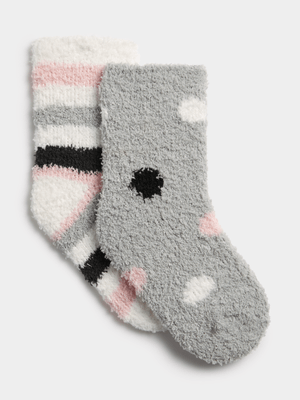 Jet Younger Boys Multicolour 2 Pack Fluffy Socks