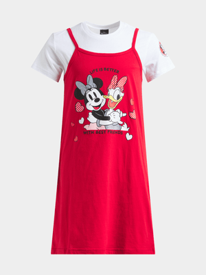 Jet Older Girls Red/White Minnie & Daisy Dress