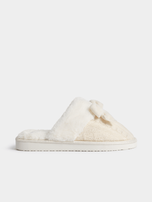 Jet Women's Ecru Knit Slippers