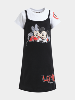 Jet Younger Girls Black/White Minnie & Mickey Dress