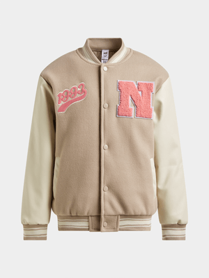 Jet Teen Girls Stone Melton Baseball Jacket