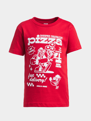 Jet Younger Boys Red Pizza Graphic T-Shirt