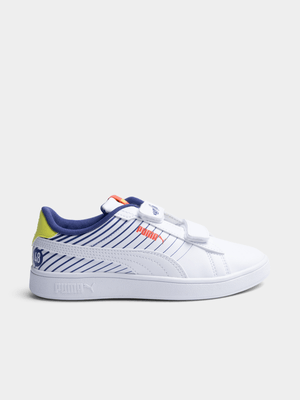 Kids Puma Smash 3.0 White/Blue Sneaker