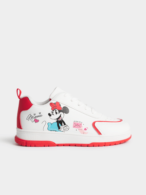 Jet Older Girls White/Red Minnie Mouse Sneakers