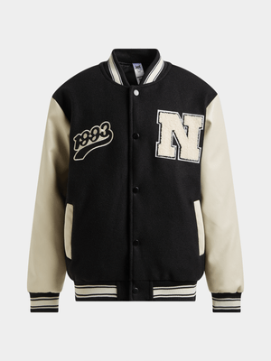 Jet Teen Girls Black Melton Baseball Jacket