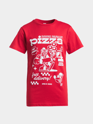 Jet Older Boys Red Pizza Graphic T-Shirt