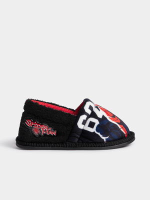 Jet Younger Boys Black Spiderman Stokie Slippers