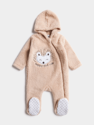 Jet Baby Stone Hedgehog Fleece Sleepsuit