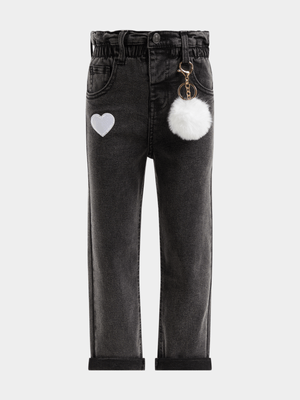 Jet Younger Girls Black Paperbag Jeans