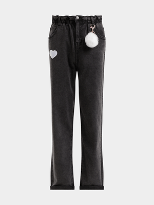 Jet Older Girls Black Paperbag Jeans