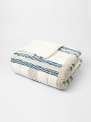 Plaid Pique Sherpa Blanket Grey Blues 200x220