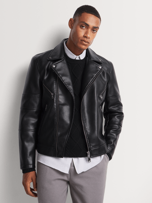 Men's Markham Neo Pleather Updated Black Biker Jacket