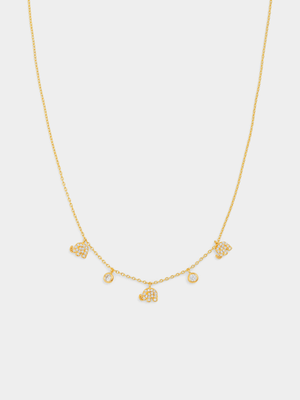 Gold Plated Sterling Silver Cubic Zirconia Elephant Dangly Chain